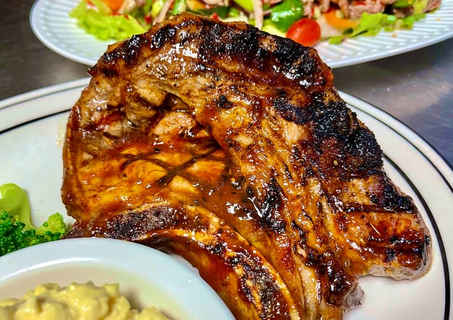 Grilled BBQ Pork chop.