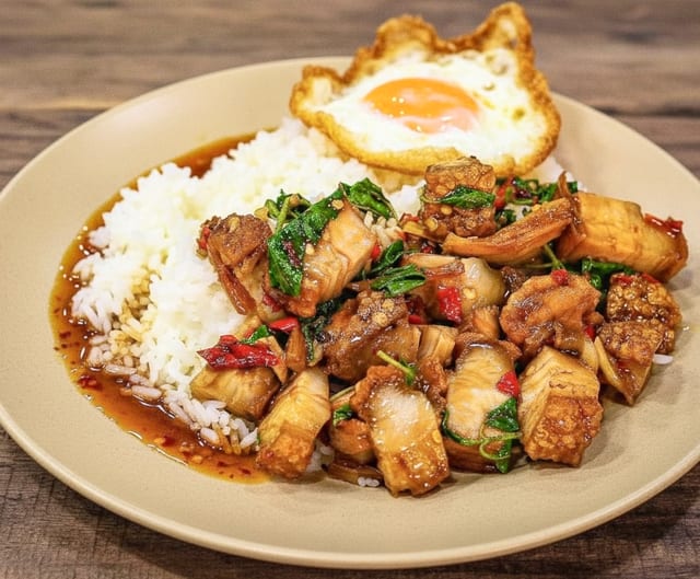 Crispy Pork Belly Basil.
