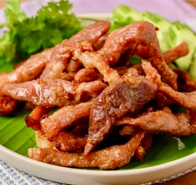 Fried Pork (Thai Style Sun dried Pork Jerky).